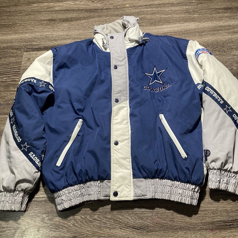 Dallas Cowboys Jacket Puffer Pro Player Mens Large Blue Vintage 90s NFL Football - Picture 3 of 10